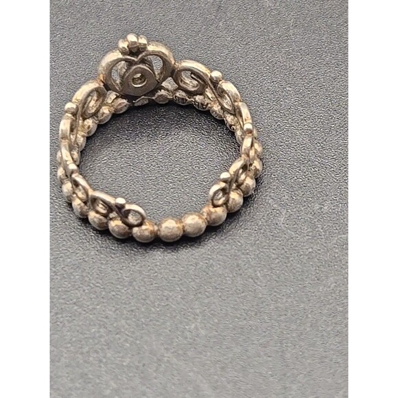 Pandora ALE Signed Sterling Silver Heart Tiara Crown Band Ring Sz 4.5 - Picture 6 of 9